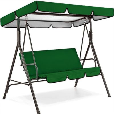 Waterproof Canopy Set for Patio Swings, Dark Green Cushion Cover, Replacement Cover for 3-Seat Swing (193 x 124.5 x 15 cm)