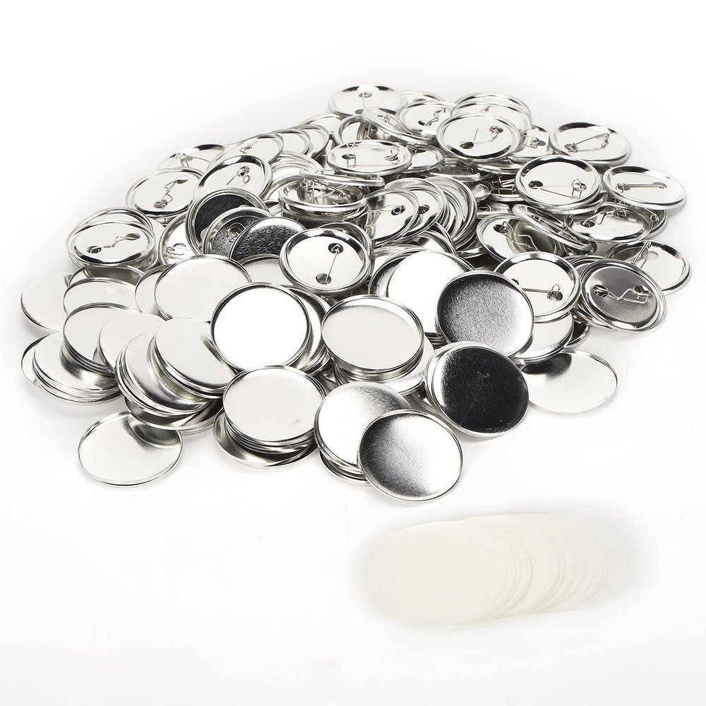 100 Sets of Blank Button-Making Parts, 1.7-Inch Round Metal Pin Badge Kit