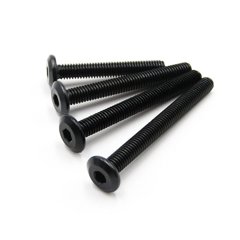 NUZBCPETR 3-Pack Black Steel Furniture Connector Screws, Hex Socket Flat Head (M4 0.7 x 10 mm)