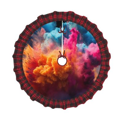 Colorful Powder Explosion Print Rustic Christmas Tree Skirt
