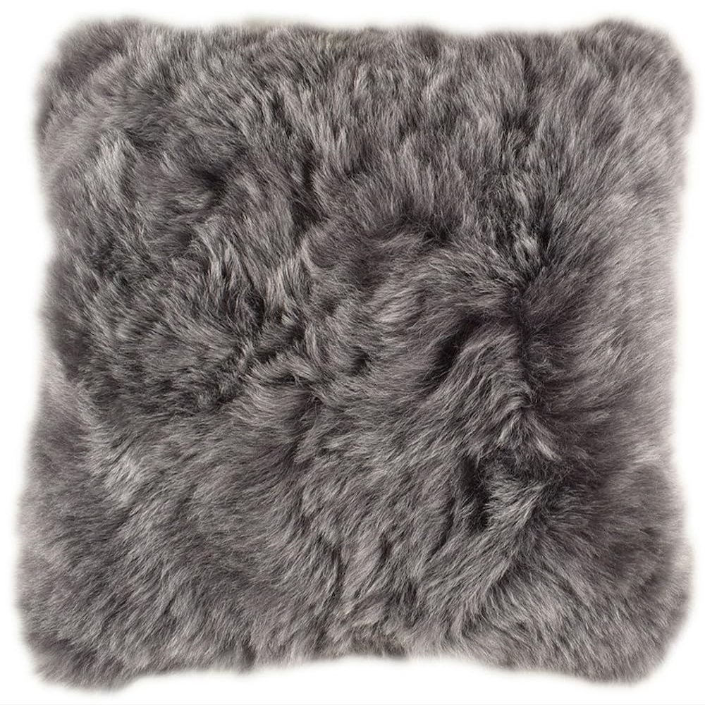 Kuhfelle Online & Nomad Lambskin Cushion Cover 50 x 50 cm, Genuine Icelandic Lambskin, Gray