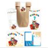 6 Invitations for a 7th Birthday Movie Party with Cat Design, Envelopes, Bags, Stickers and Battleship view 1