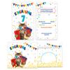 6 Invitations for a 7th Birthday Movie Party with Cat Design, Envelopes, Bags, Stickers and Battleship view 2
