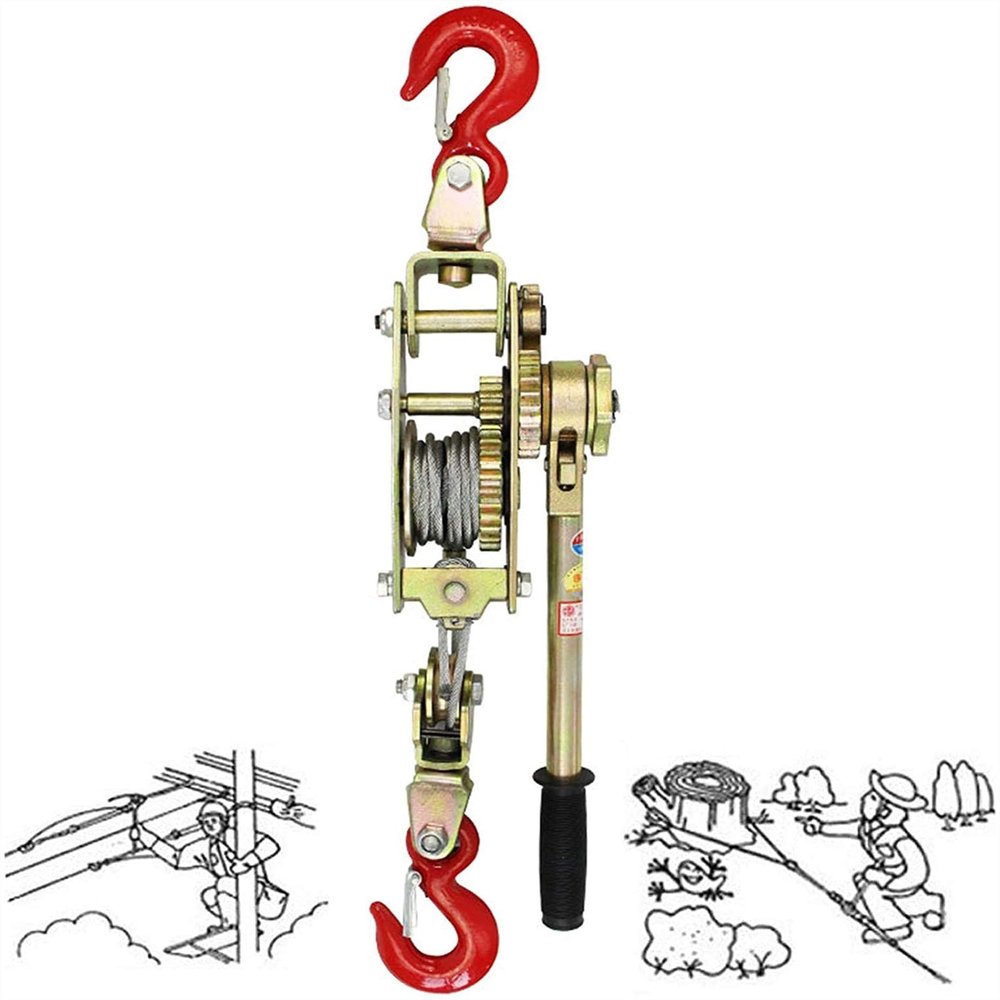 4-Ton Manual Cable Winch with Brake, Ratchet Puller for Trailers and Tractors