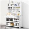 Kitchen Cabinet with Microwave Stand, Drawer and Wheels, 172.7 cm High, White, 80 x 172 cm view 1