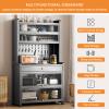 Kitchen Cabinet with Microwave Stand, Drawer and Wheels, 172.7 cm High, White, 80 x 172 cm view 2
