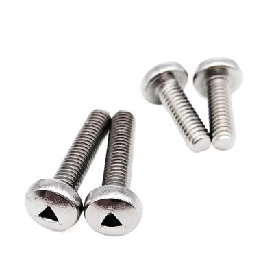 AYYSSM 10-Pack M2/M3/M4 304 Stainless Steel Triangular Base Slotted Flat-Head Security Screws (Round Head, M4 x 16 mm)