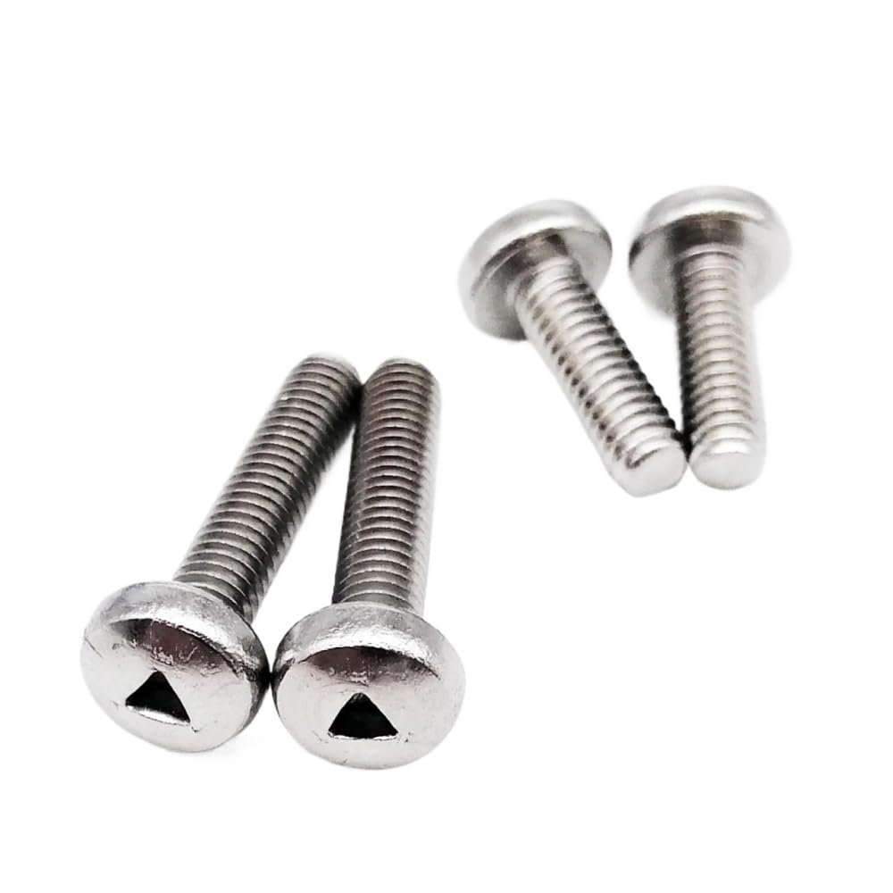 AYYSSM 10-Pack M2/M3/M4 304 Stainless Steel Triangular Base Slotted Flat-Head Security Screws (Round Head, M4 x 16 mm)