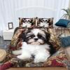 Fall and Winter Bedding Set, 260 x 220 cm, Shih Tzu Puppy, Microfiber, Black and White view 3