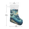 CHIFIGNO 2-Pack Christmas Stockings, Wolf Lightning Design, 18-Inch Hanging Socks view 2