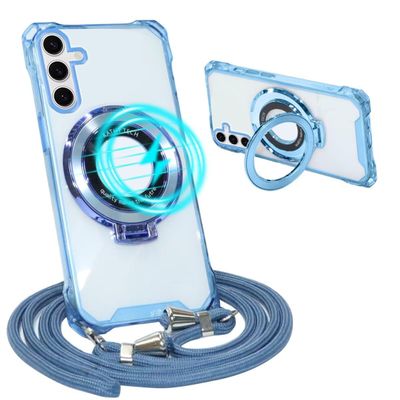 Belzsxy Magnetic Phone Lanyard Case for Samsung Galaxy A34, MagSafe Compatible, Blue
