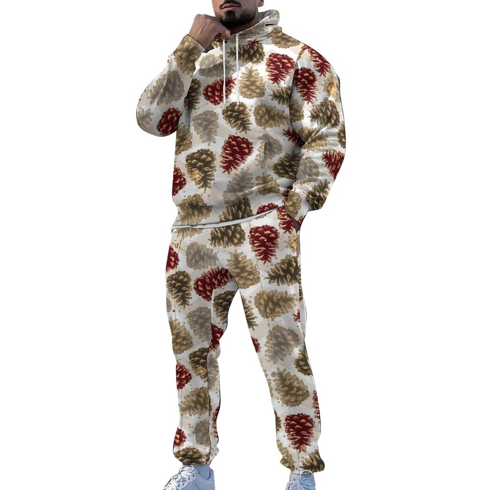 Men's Red Christmas Hoodie and Jogger Set