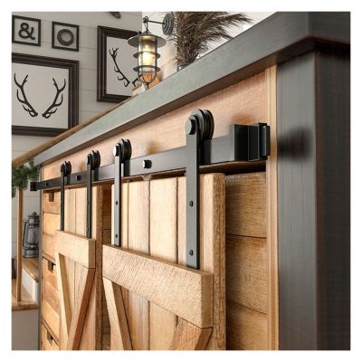 JOXLOVER Super Mini I-Shape Barn Door Hardware Kit, 4 ft Double Door