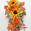 Zghhc 1-Piece Upside-Down Faux Wreath with Pumpkins, Sunflowers and Maple Leaves view 3
