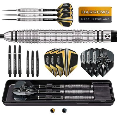 Harrows Combat Steel-Tip Dart Set, 90% Tungsten, 21–30 g, 17-Piece Kit, 26 g