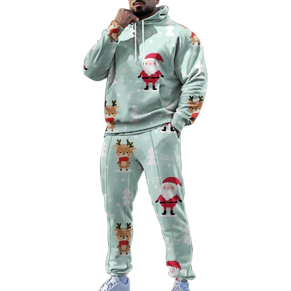 Gyaimxfu Men's Red Christmas Outfit with Hoodie and Jogger Pants