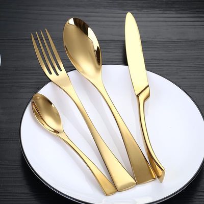 WYRMB Stainless Steel Flatware Set, 4/16/24/32/40/48-Piece, Gold, 10 Sets/40 Pieces