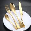 WYRMB Stainless Steel Flatware Set, 4/16/24/32/40/48-Piece, Gold, 10 Sets/40 Pieces view 1