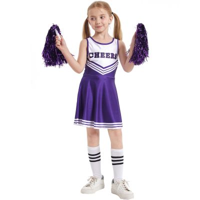 Girls' Cheerleader Costume Set, Purple