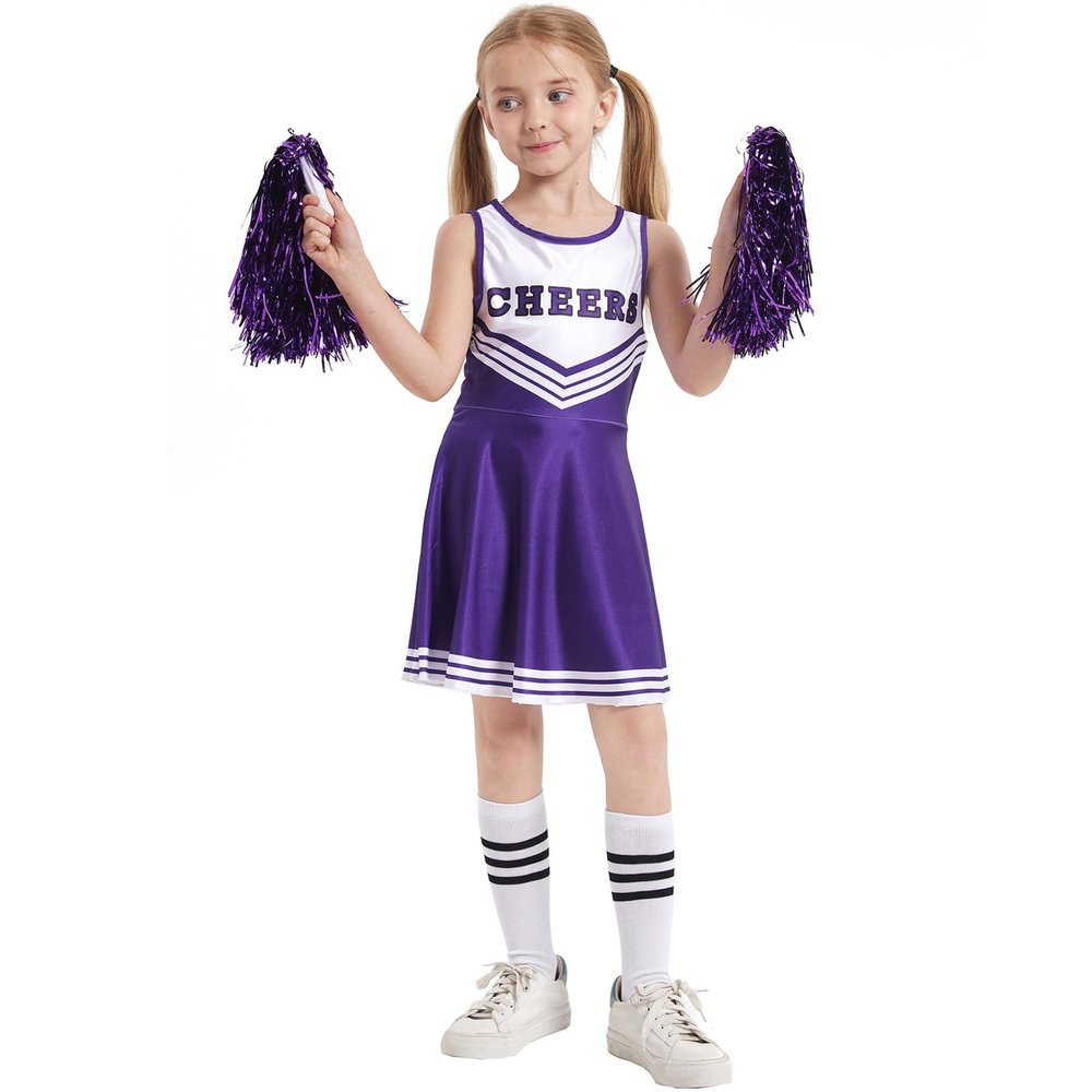 Girls' Cheerleader Costume Set, Purple