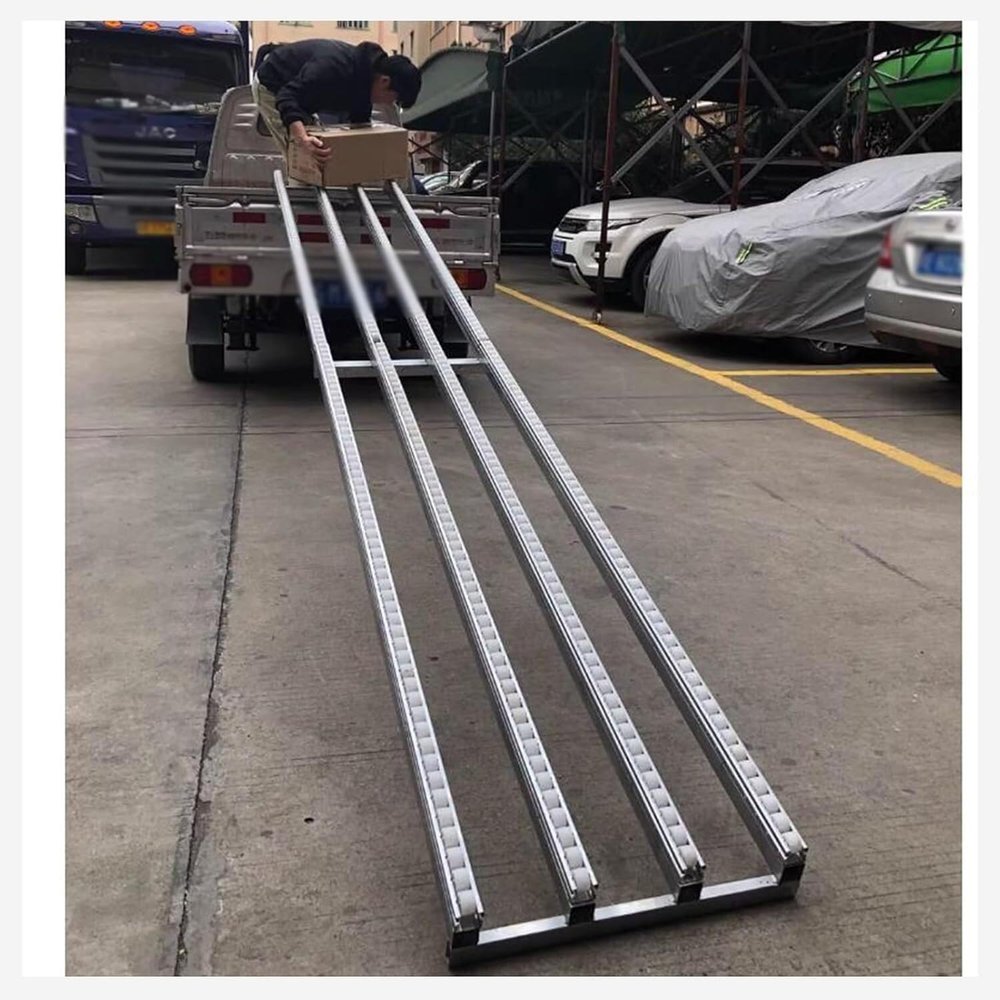 LwsCUiH Conveyor Rail Roller Unloading Chute, ABS Plastic, Lightweight, Spliceable, Galvanized Frame (2-Slide, 200 cm Long)