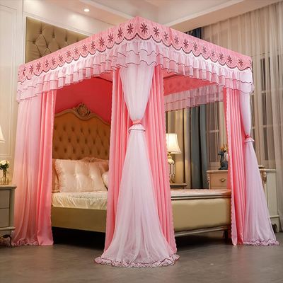 Luxurious Double-Layer Princess Bed Canopy with Net Curtains, Freestanding, Blackout Canopy for King-Size Bed with Frame
