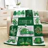 St. Patrick’s Day Green Plaid Shamrock Throw Blanket view 1
