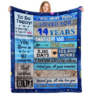 14th Birthday Gifts for Girls and Boys, Decorative Throw Blanket for Teens