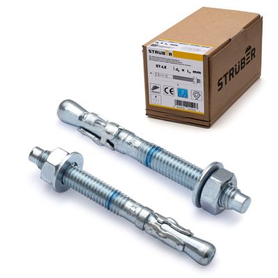 STRBER Heavy-Duty Anchor Bolts, Zinc-Plated, M8 x 100 mm, 10-Pack