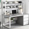 Industrial Computer Desk with Hutch, Bookshelf, and 3 Drawers view 1