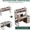 Industrial Computer Desk with Hutch, Bookshelf, and 3 Drawers view 3