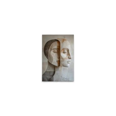 A.S. Création Modern Faces and Shapes Canvas Wall Art – Beige and Gray, 40 x 60 cm – DD133132