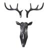 Wall Hooks, Deer Head Design, 2-Pack, Double Hooks, Gray/Black view 1