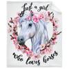 Personalized Horse Lover Blanket with Name, “Just a Girl Who Loves Horses” view 1