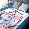 Personalized Horse Lover Blanket with Name, “Just a Girl Who Loves Horses” view 2