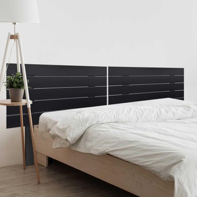 DHOME Recycled DM Wood Headboard with Horizontal Pallet-Style Legs, Hardware Included (220 cm Dual, Solid Black)