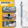 STRBER Heavy-Duty Zinc-Plated Anchors M12 x 160 mm, 10 Pack view 4