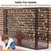 3-Panel Folding Fireplace Screen with 3D Leaf Vine Pattern, 24 in view 3