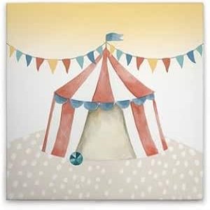 A.S. Création Canvas Print Circus Tent for Children's Room - Colorful, Beige Wall Art - 40 x 40 cm - DD129388