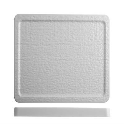 H&H Set of 3 Rectangular White Melamine Plates, 36 x 25 x 2.5 cm