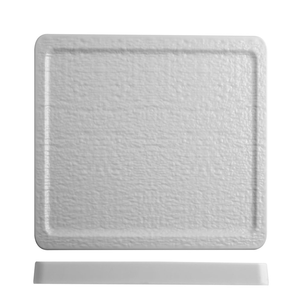 H&H Set of 3 Rectangular White Melamine Plates, 36 x 25 x 2.5 cm