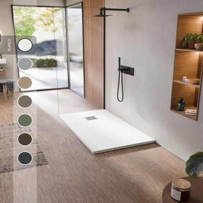 BELLOBATH Mineral Resin Shower Tray, Slip-Resistant, White, 90 x 170 cm