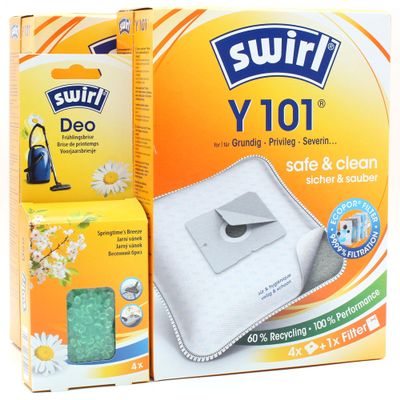 PakTrade 8 Vacuum Cleaner Bags + Deodorizing Pearls, Compatible with Tchibo TCM 05 609, TCM 59 290, TCM 66 390 and Swirl Y101