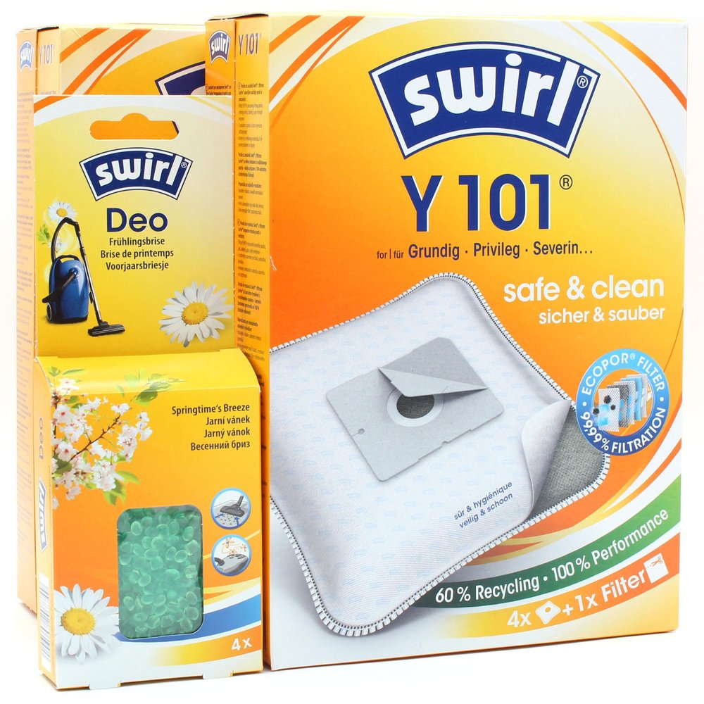 PakTrade 8 Vacuum Cleaner Bags + Deodorizing Pearls, Compatible with Tchibo TCM 05 609, TCM 59 290, TCM 66 390 and Swirl Y101