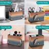 HKMNTGD Desk Pen Holder, Hand-Drawn Penguin, Square PU Leather, 2 Compartments view 4
