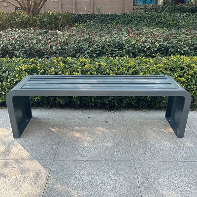 Yqyc Outdoor Garden Bench, Steel Frame, Backless, 400 kg Capacity, Gray, 150 cm/59 in