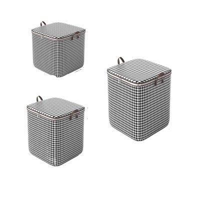 TDLROKRL Foldable Houndstooth Storage Bags with Handles, 3-Piece Set