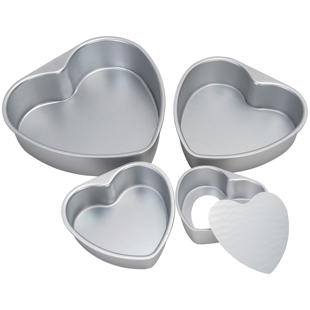 LepoHome Heart-Shaped Cake Pan Set, 15.2, 20.3 & 25.4 cm Aluminum