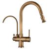 2-in-1 Pull-Out Kitchen Faucet with Drinking Water Filter, Antique Brass, 360° Swivel view 1