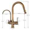 2-in-1 Pull-Out Kitchen Faucet with Drinking Water Filter, Antique Brass, 360° Swivel view 3